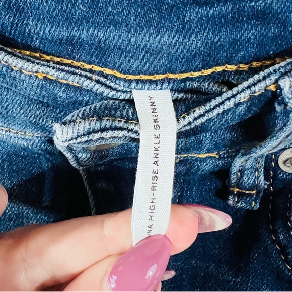 rag & bone Nina High Rise Ankle Skinny Raw Hem Jeans in Jasper Wash Size 27 - Picture 10 of 14